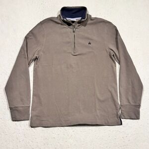 Brooks Brothers Sweater Taupe Gray 1/4 Quarter Zip Cotton Preppy Money Men's S